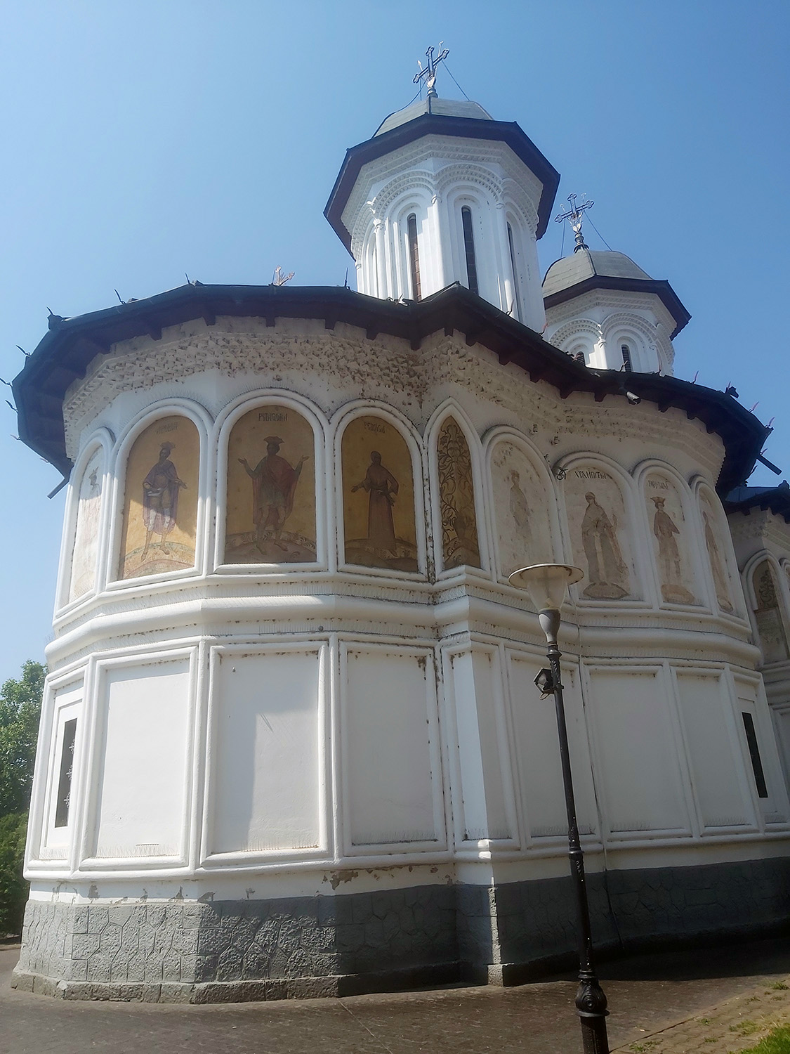 Traditional orthodox church with art in Tirgu Jiu, Romania. Catedrala Sfinții Voievozi
