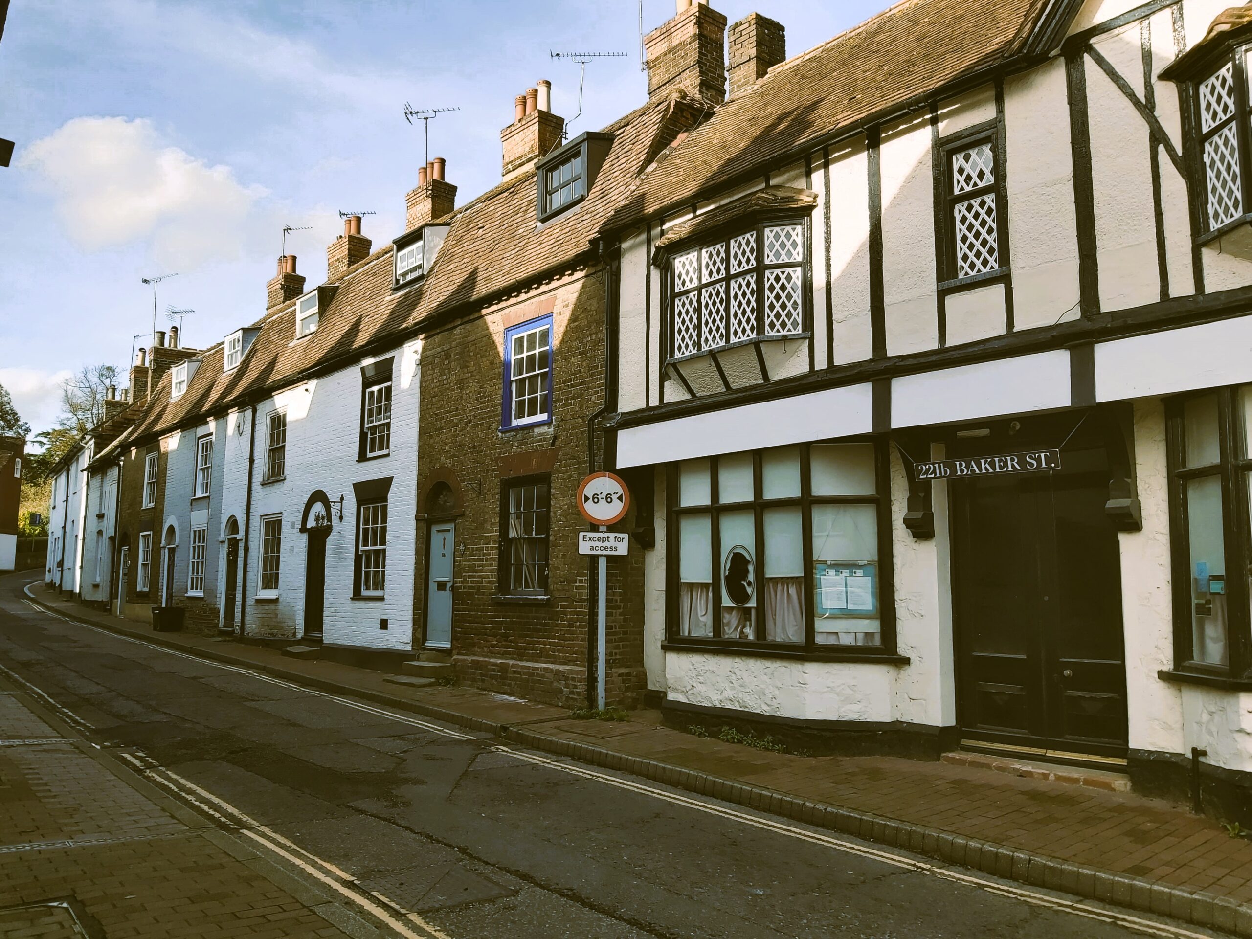 Old houses, a street view at Aylesford, Kent, England.