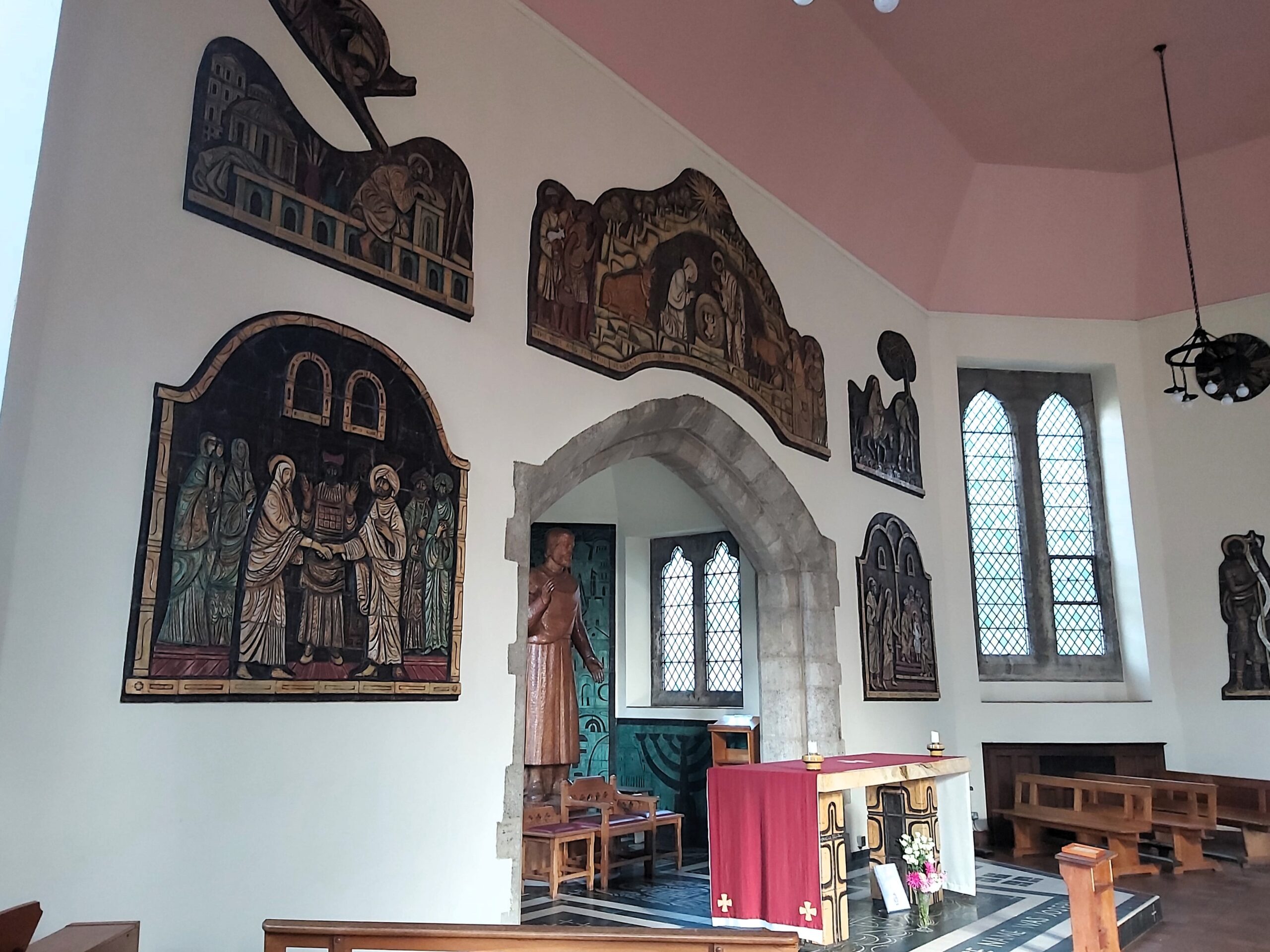 A chapel with modern style art in The Friars Aylesford Priory, Kent, England