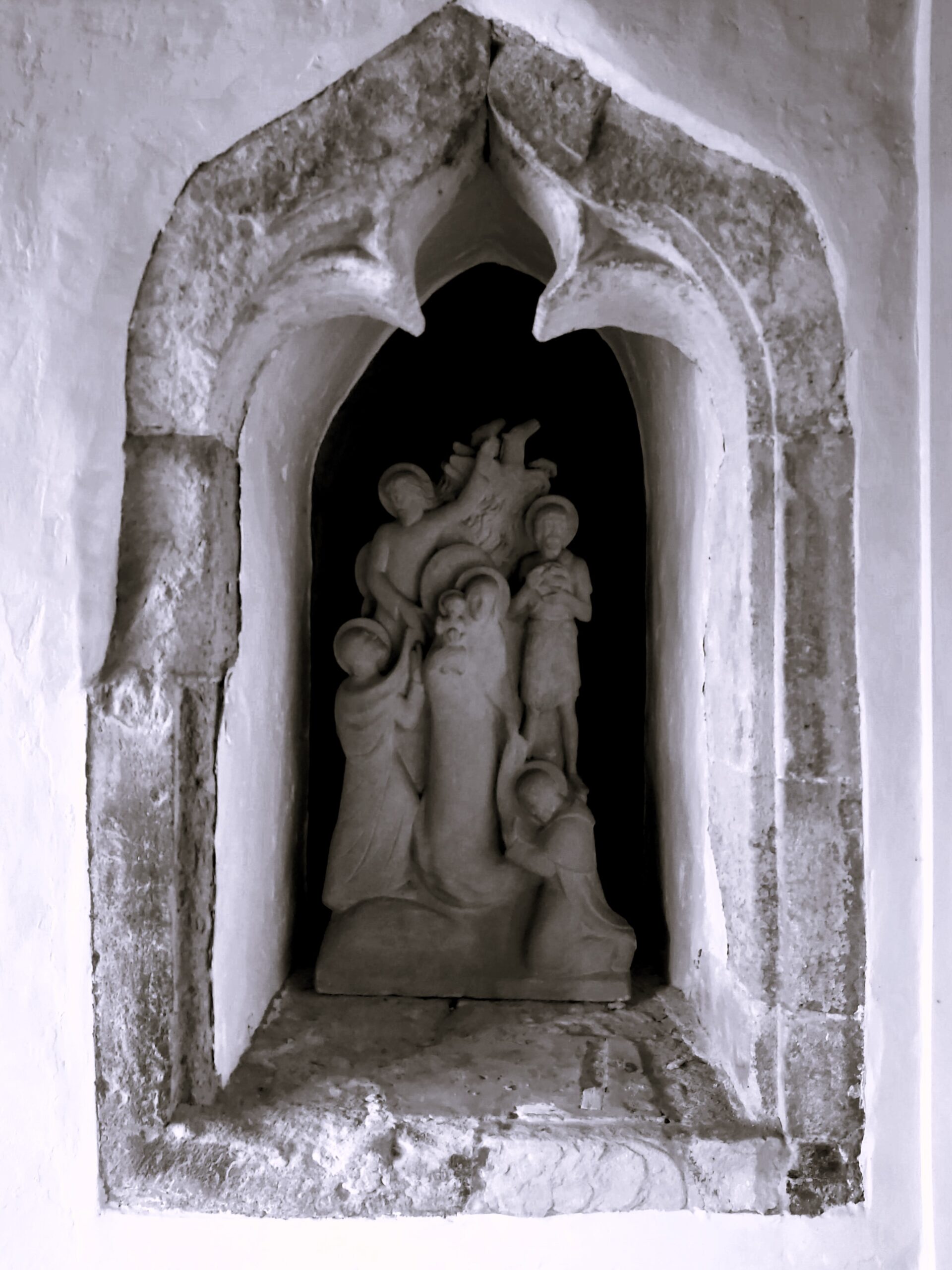A carved religious piece in The Friars Aylesford Priory, Kent, England
