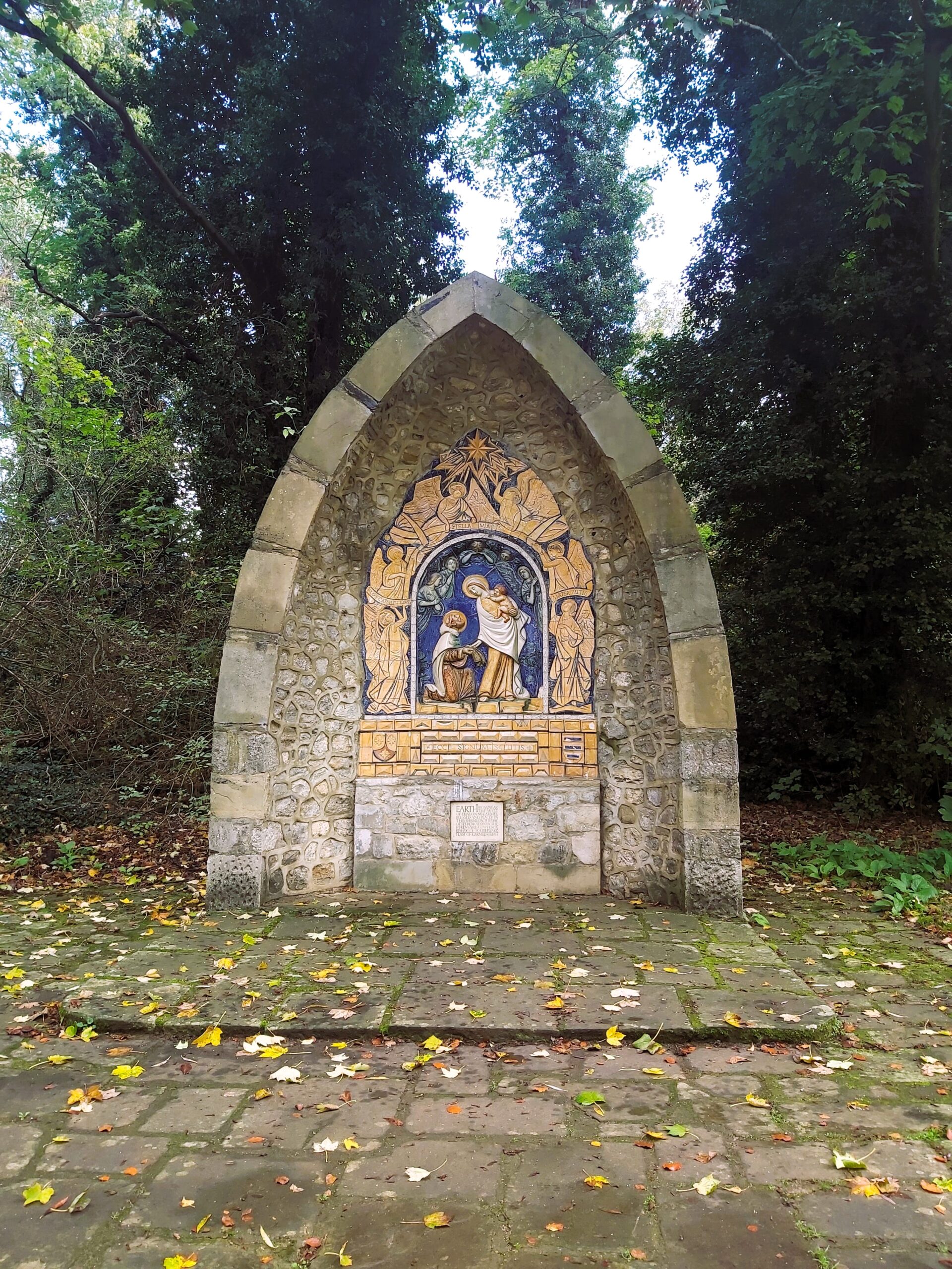 A religious scene in the garden at The Friars Aylesford Priory, Kent, England