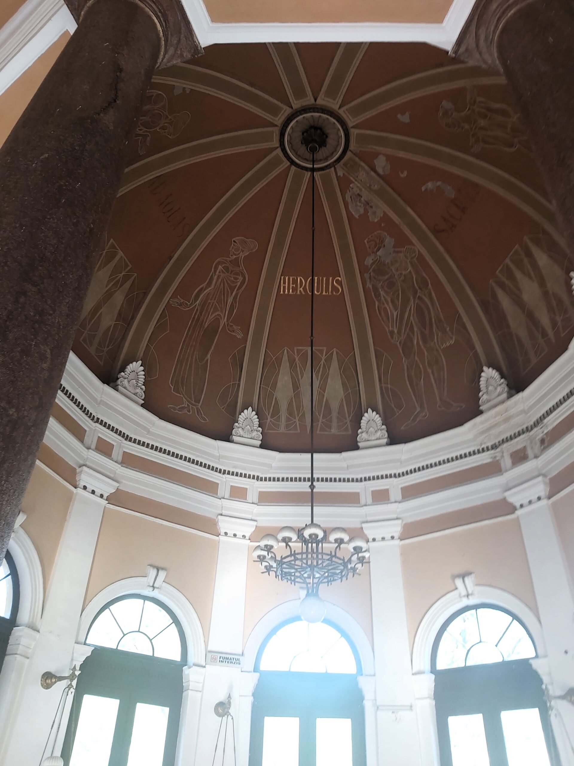 A snapshot of the domed ceiling inside Baile Herculane train station, Romania