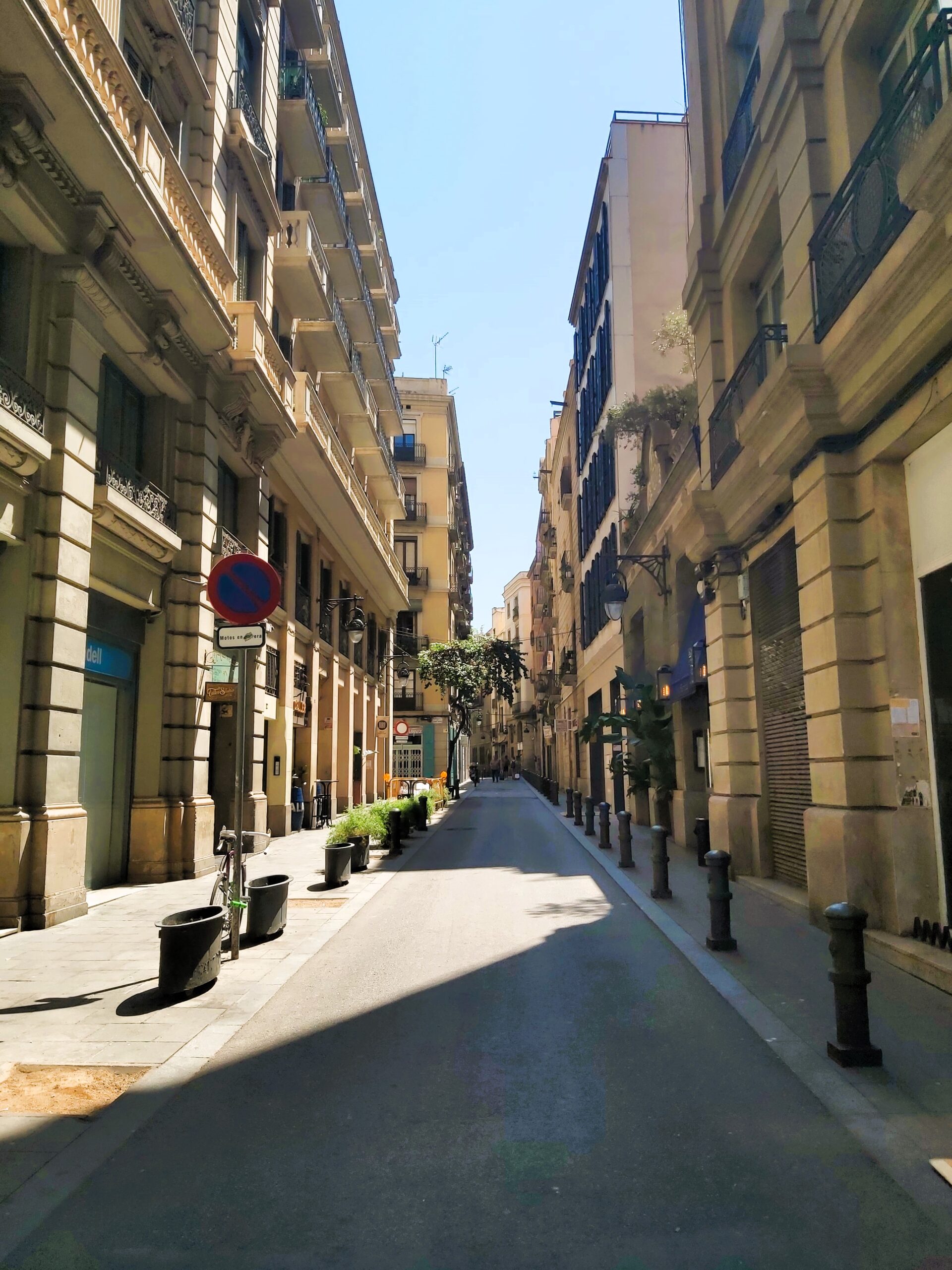 A deserted street in Barcelona, Spain