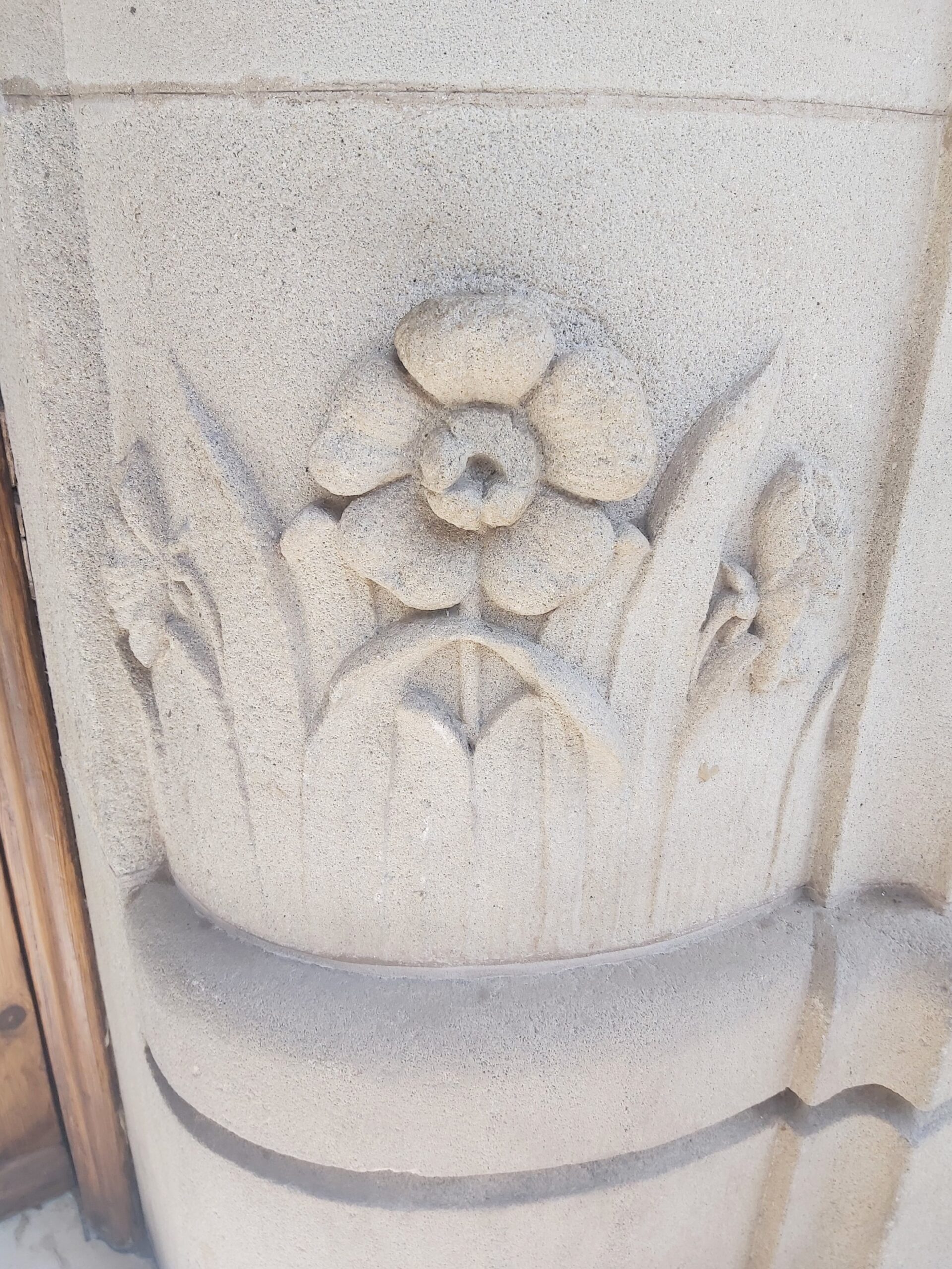 Flower stone carving in Barcelona, Spain