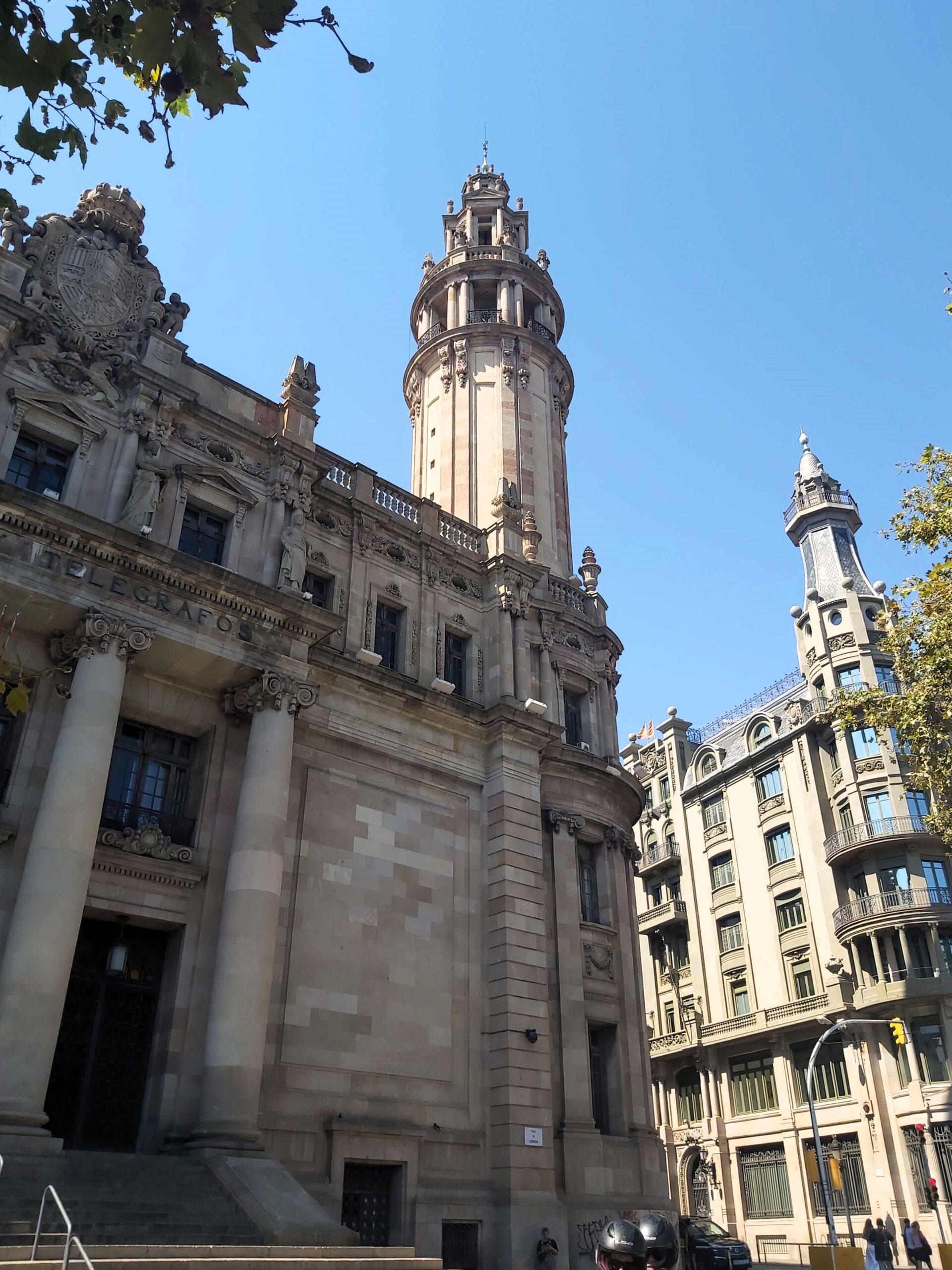 Buildings with towers in Barcelona, Spain