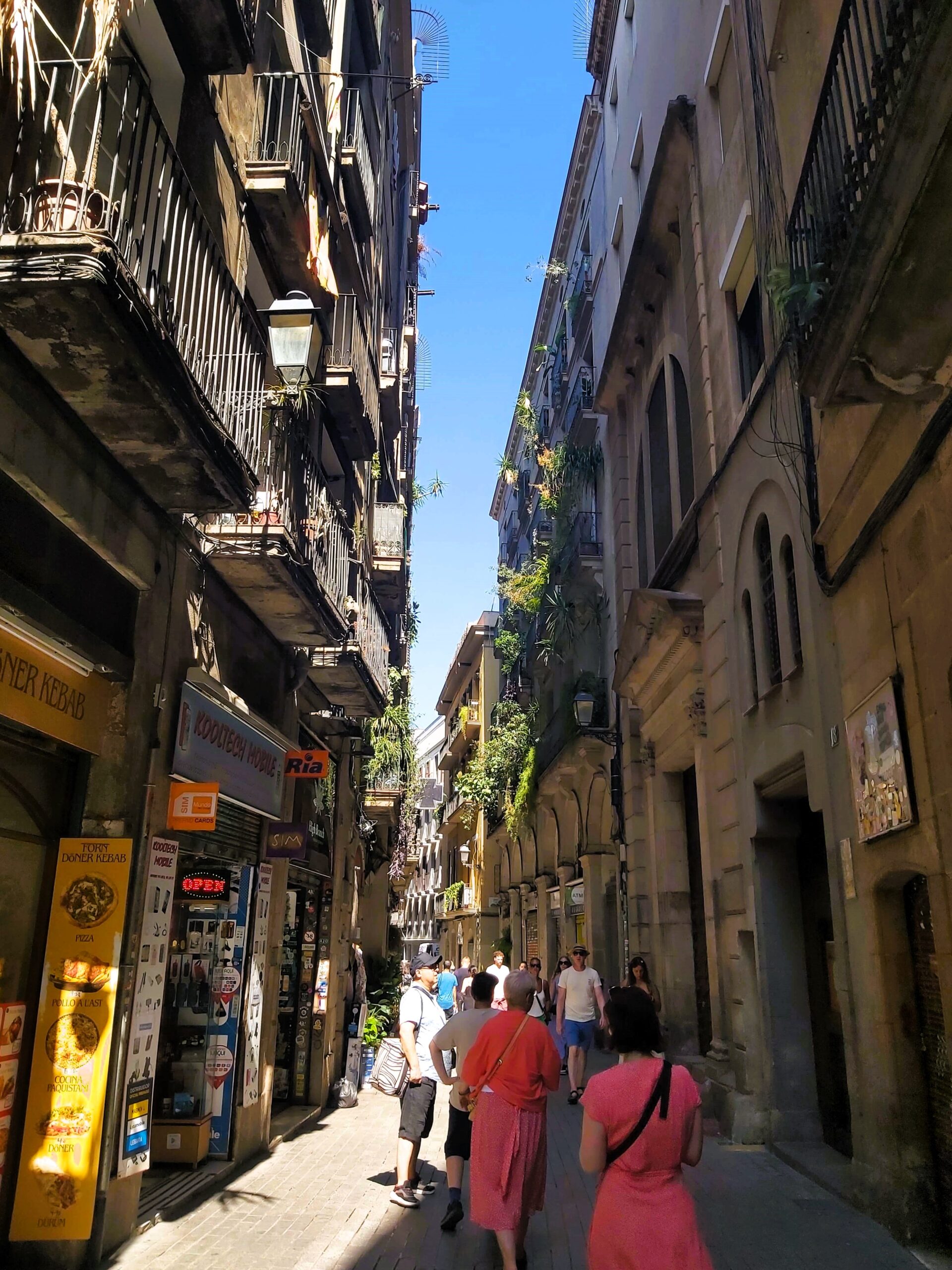 Street view with people in Barcelona, Spain