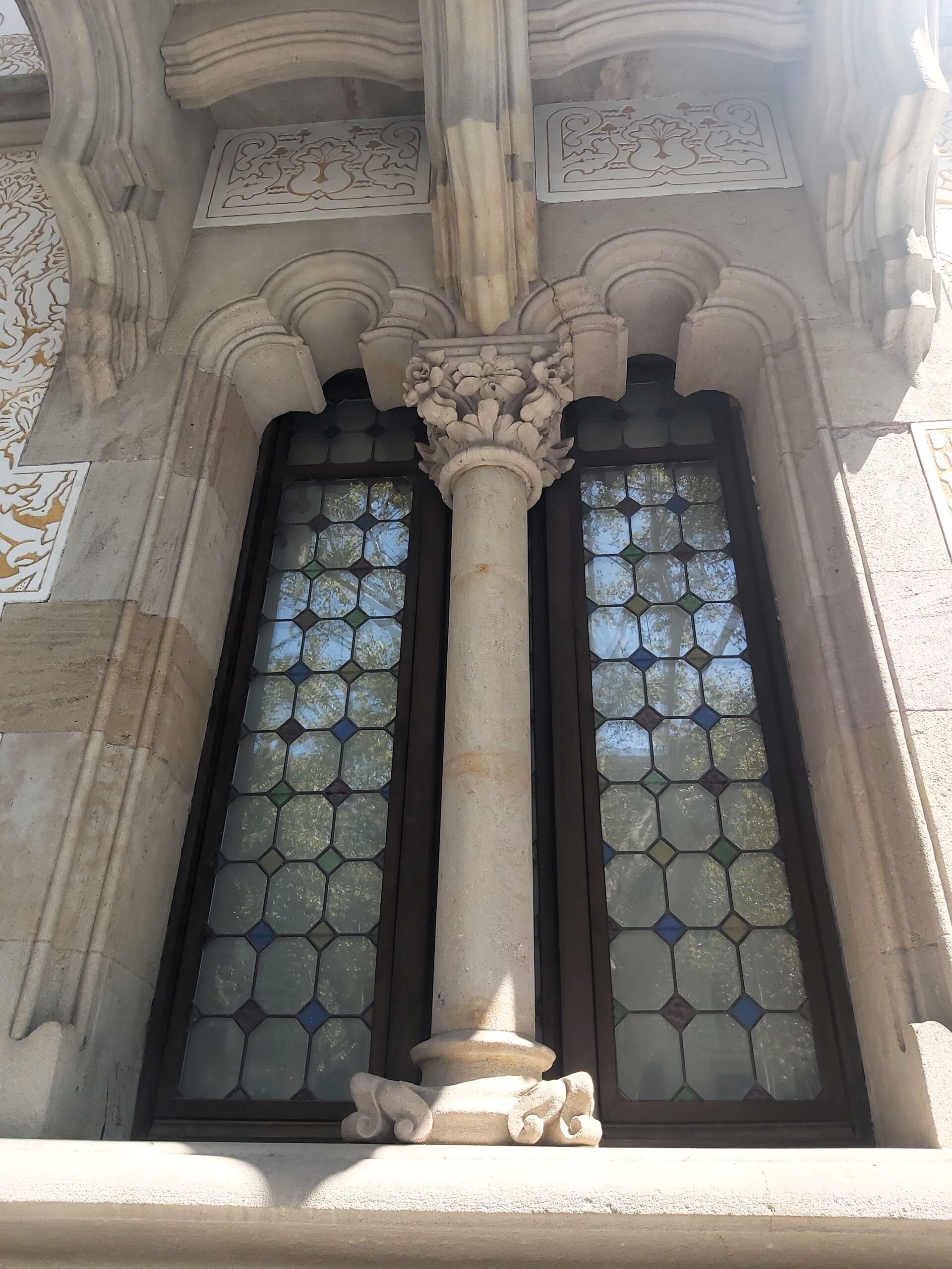 Stained glass window in Barcelona, Spain