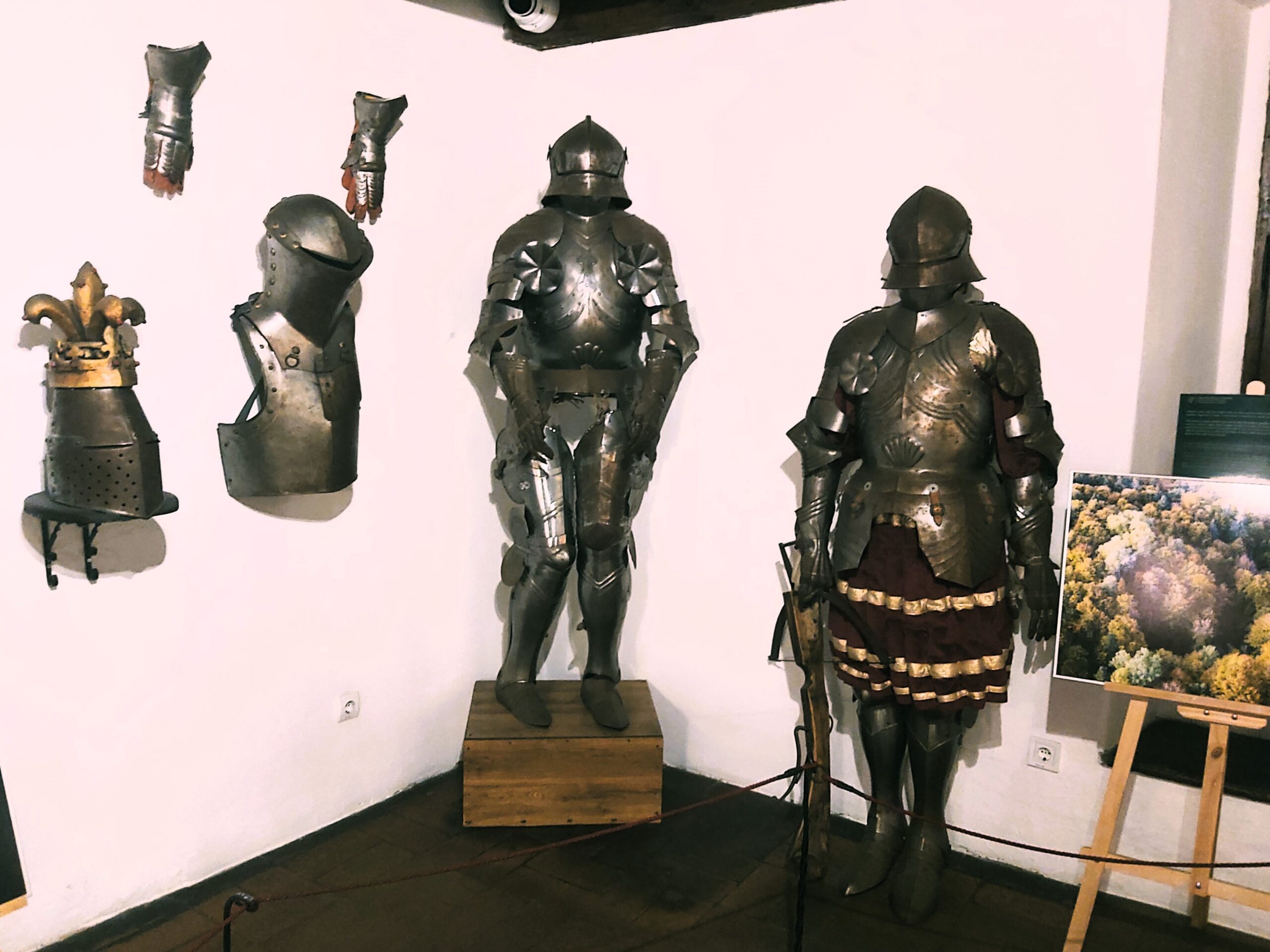 Several suits of armour in Bran Castle, Romania