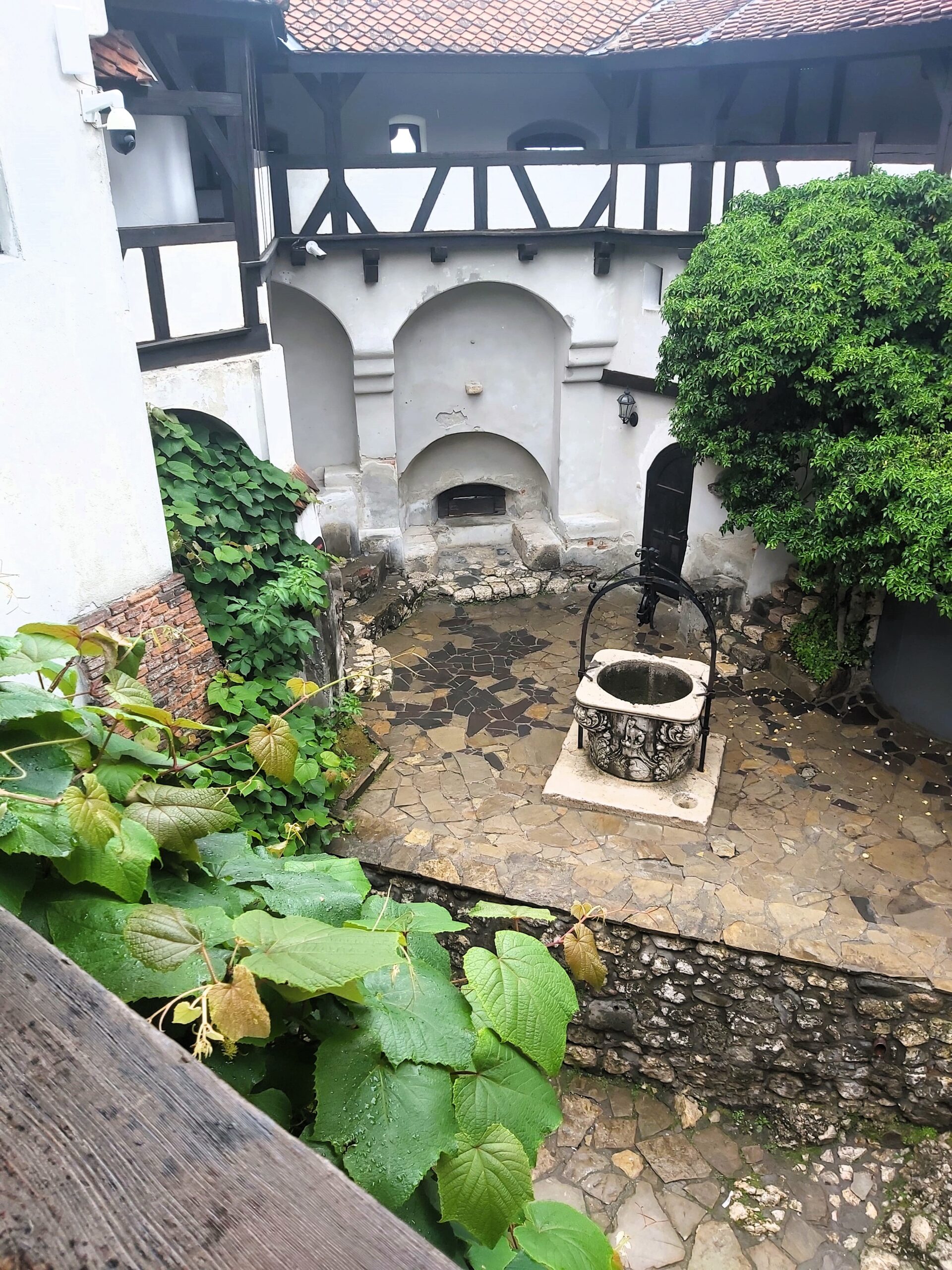 Courtyard with well in Bran Castle, Romania