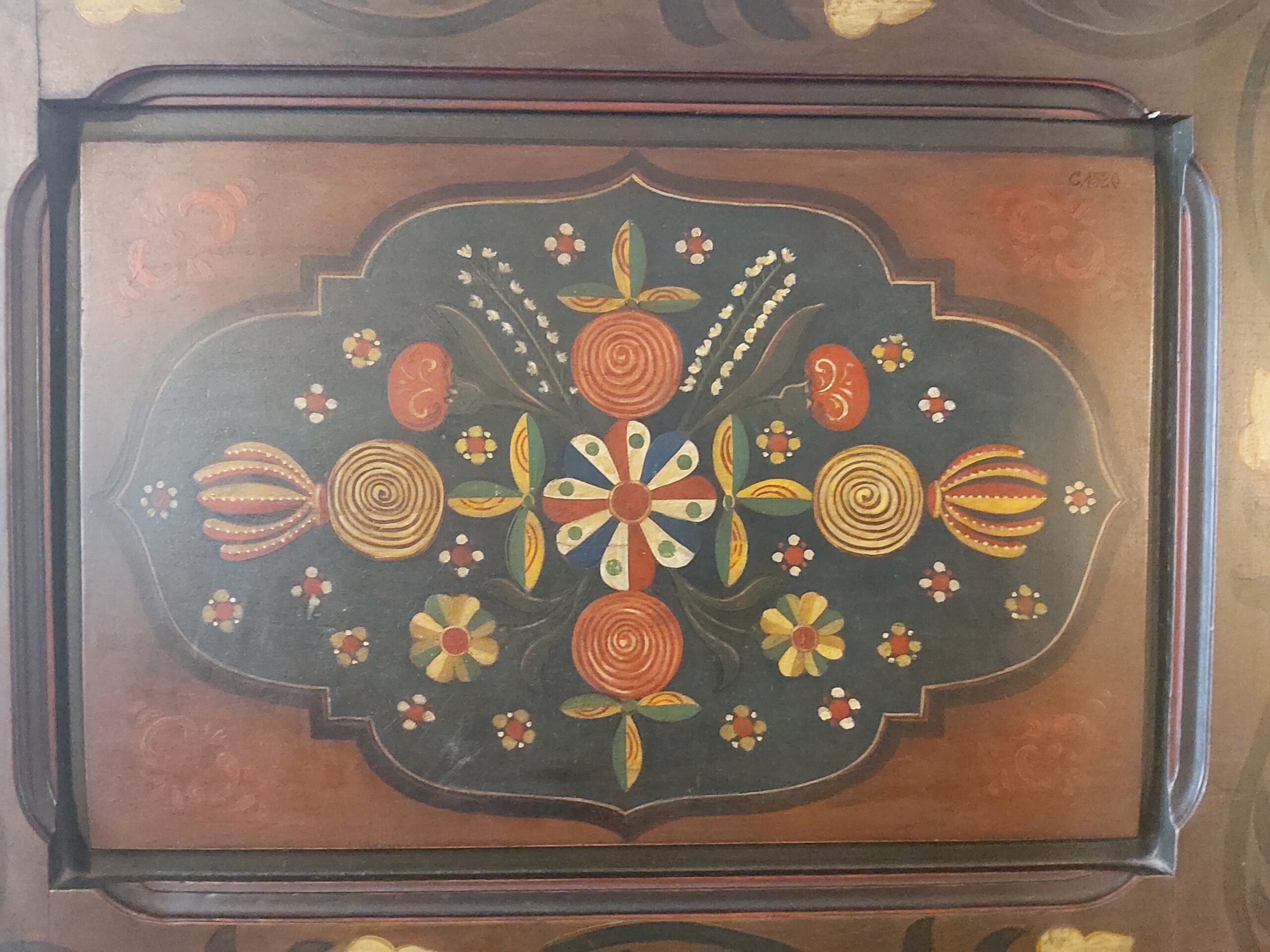 A traditional painting on a door in Bran Castle, Romania