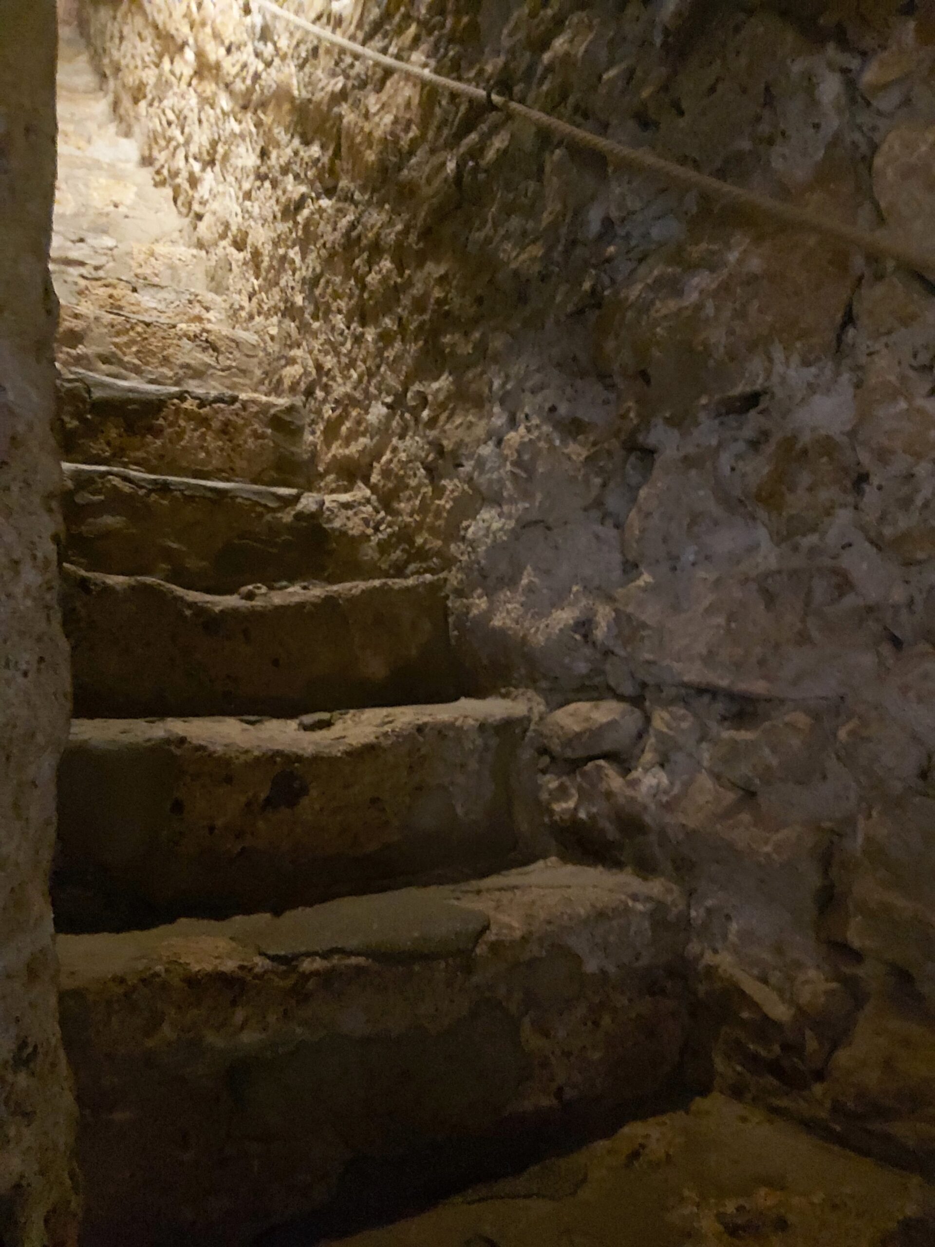 Old stairs, previously hidden, in Bran Castle, Romania