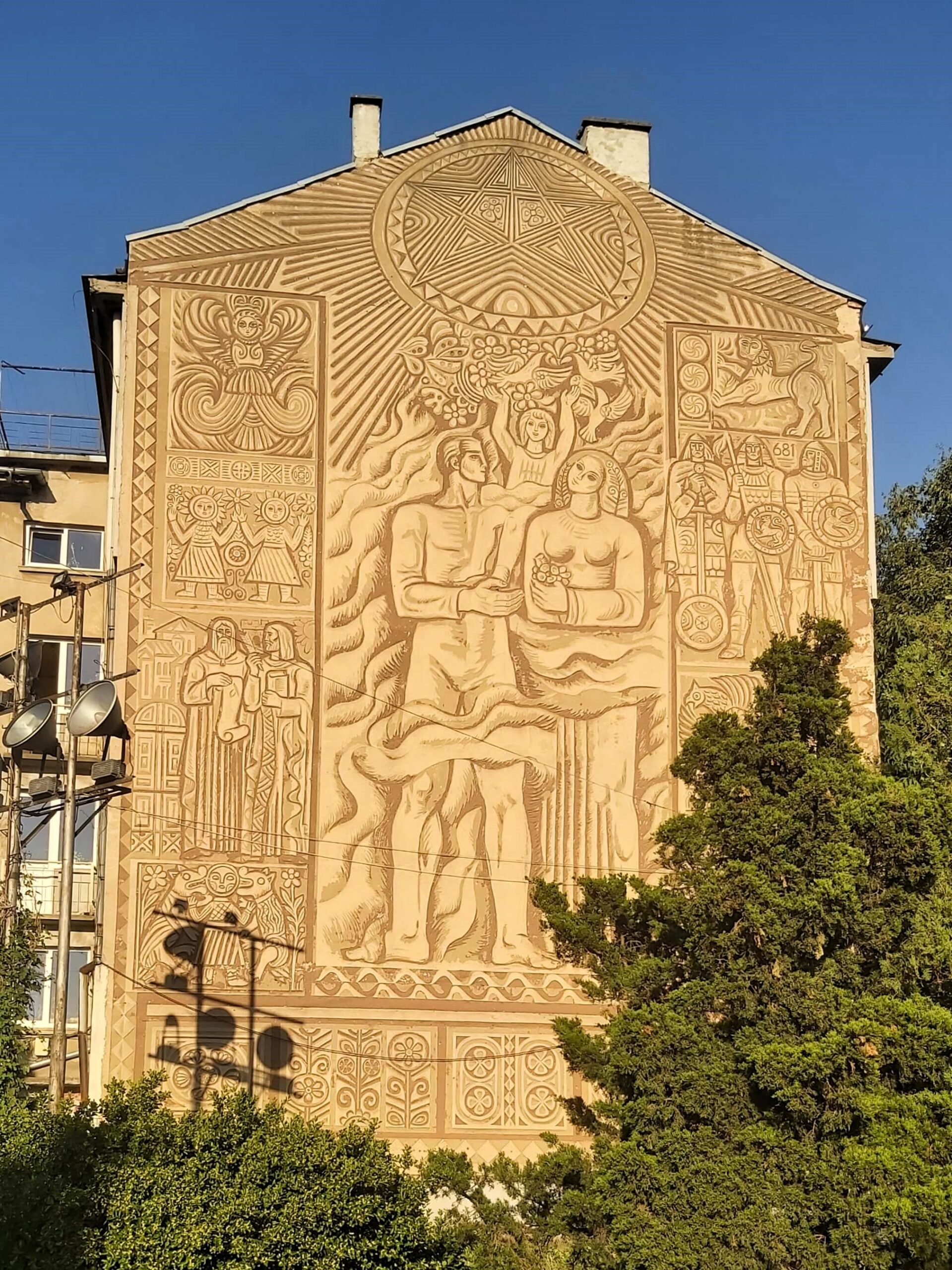 Art on side of building in Ruse, Bulgaria