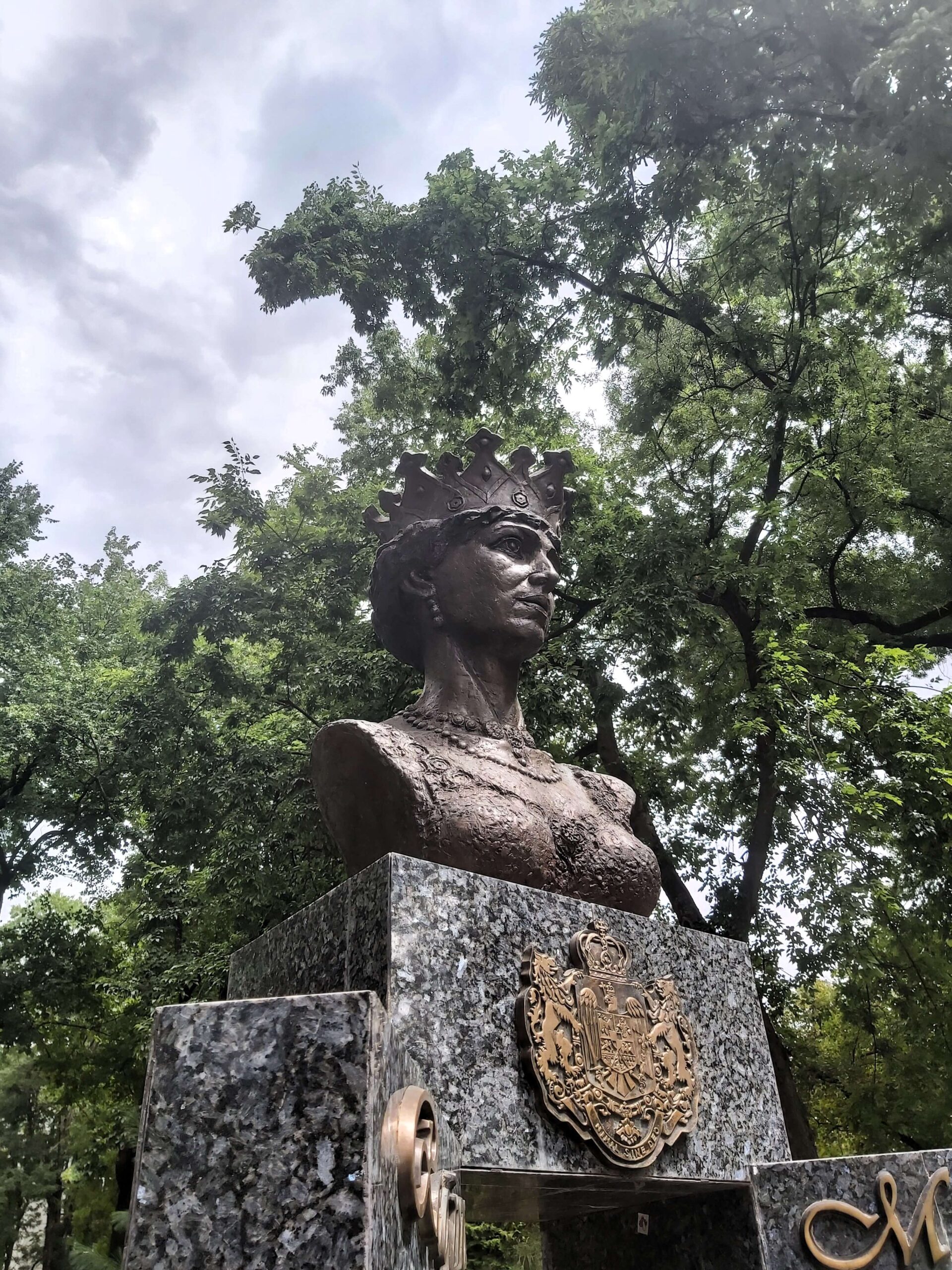 Queen bust statue in Timisoara, Romania
