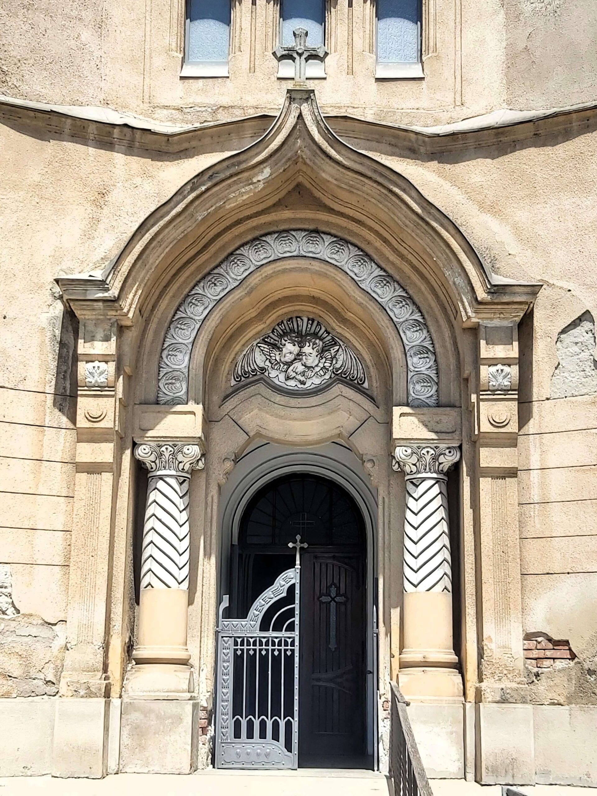 Carved doorway in Timisoara, Romania