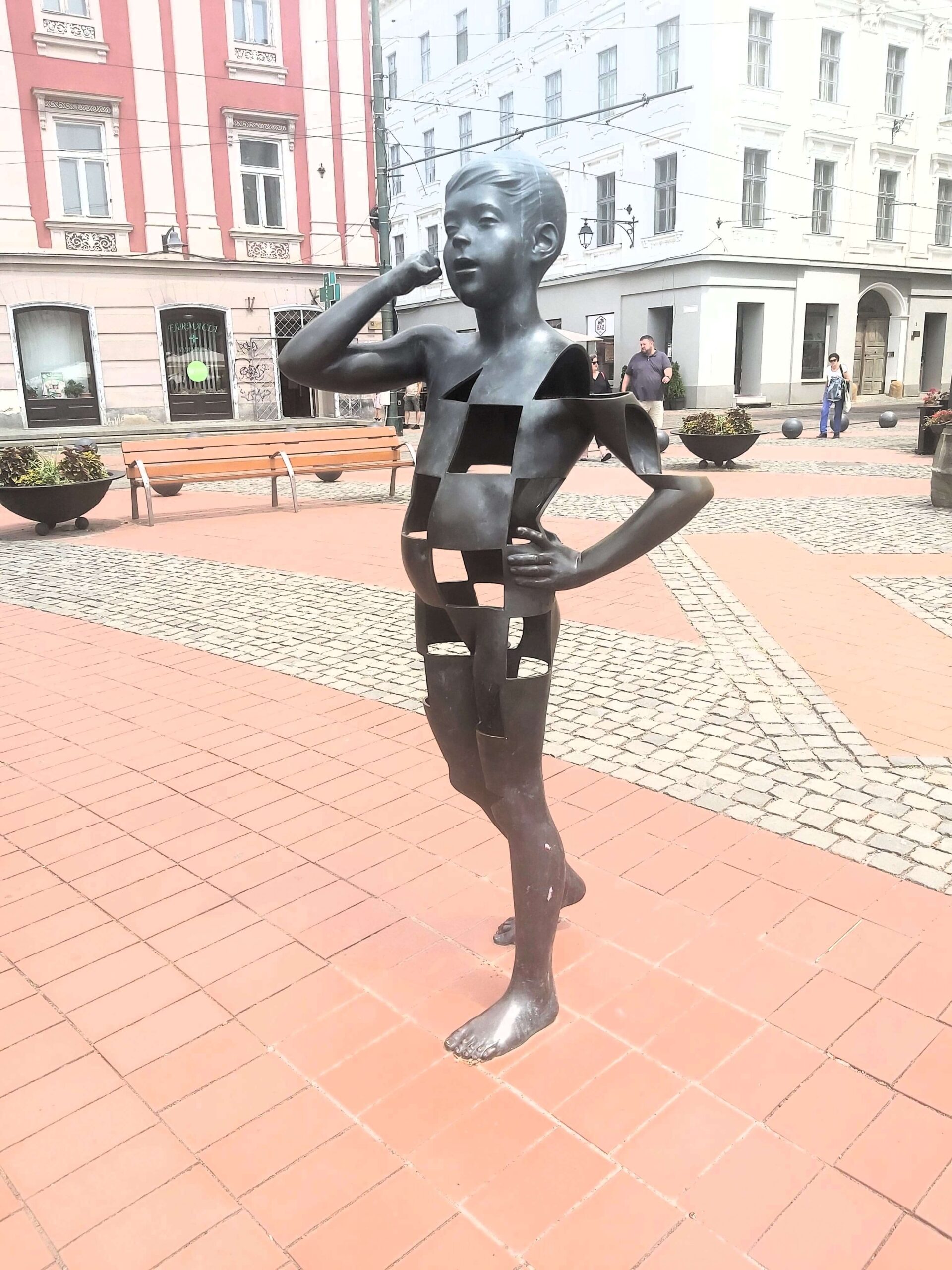 Boy statue in Timisoara, Romania