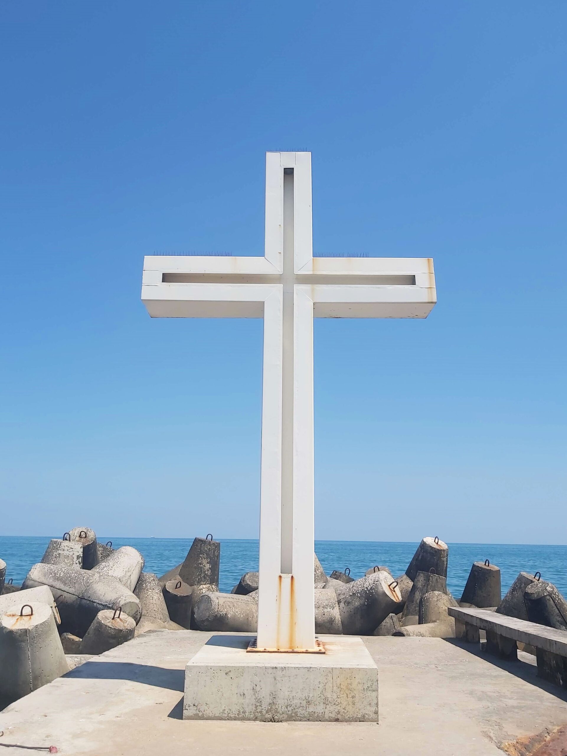 Large white cross on the beach, Varna, Bulgaria
