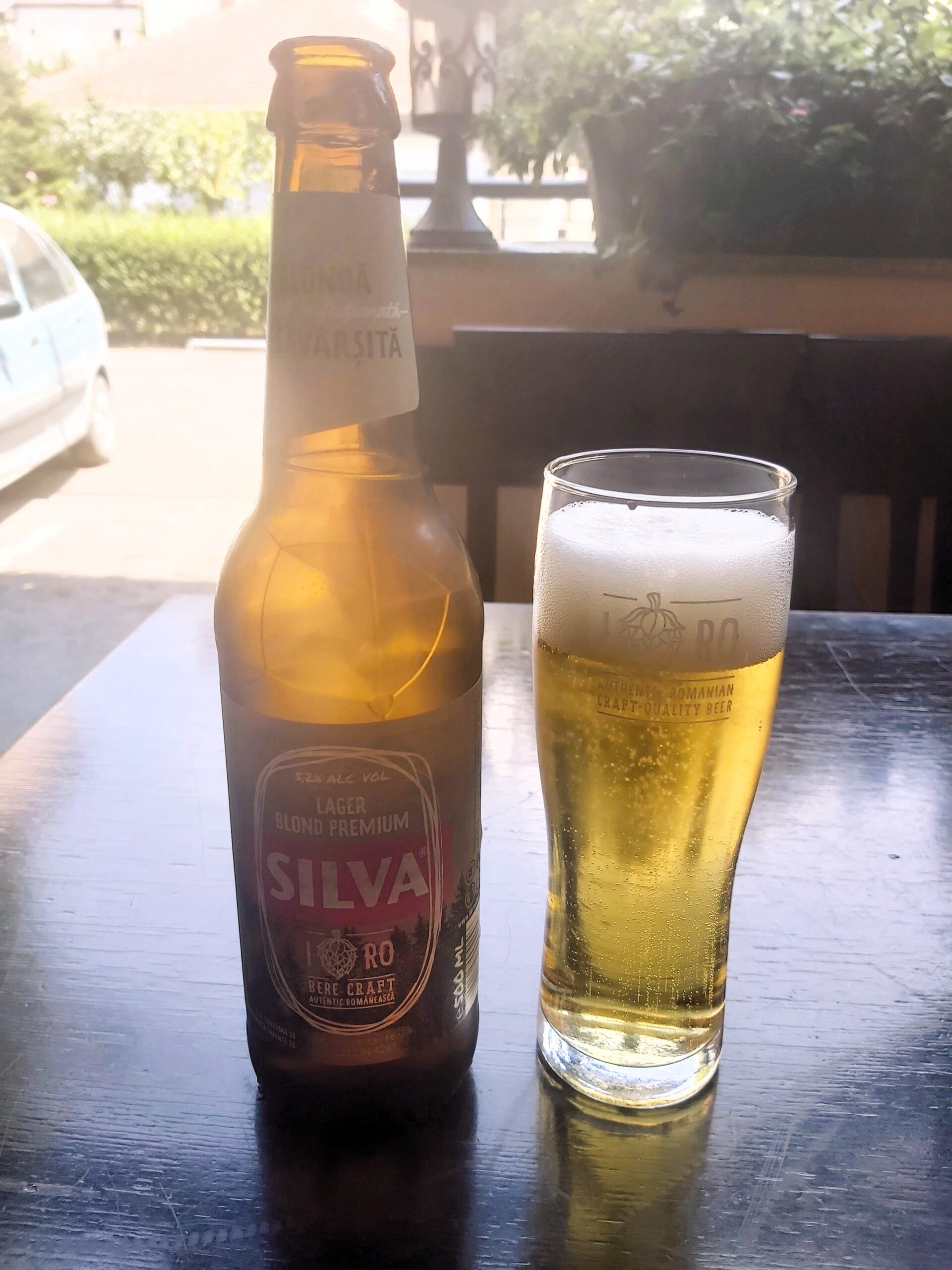 Silva lager bottle and glass in Timisoara, Romania