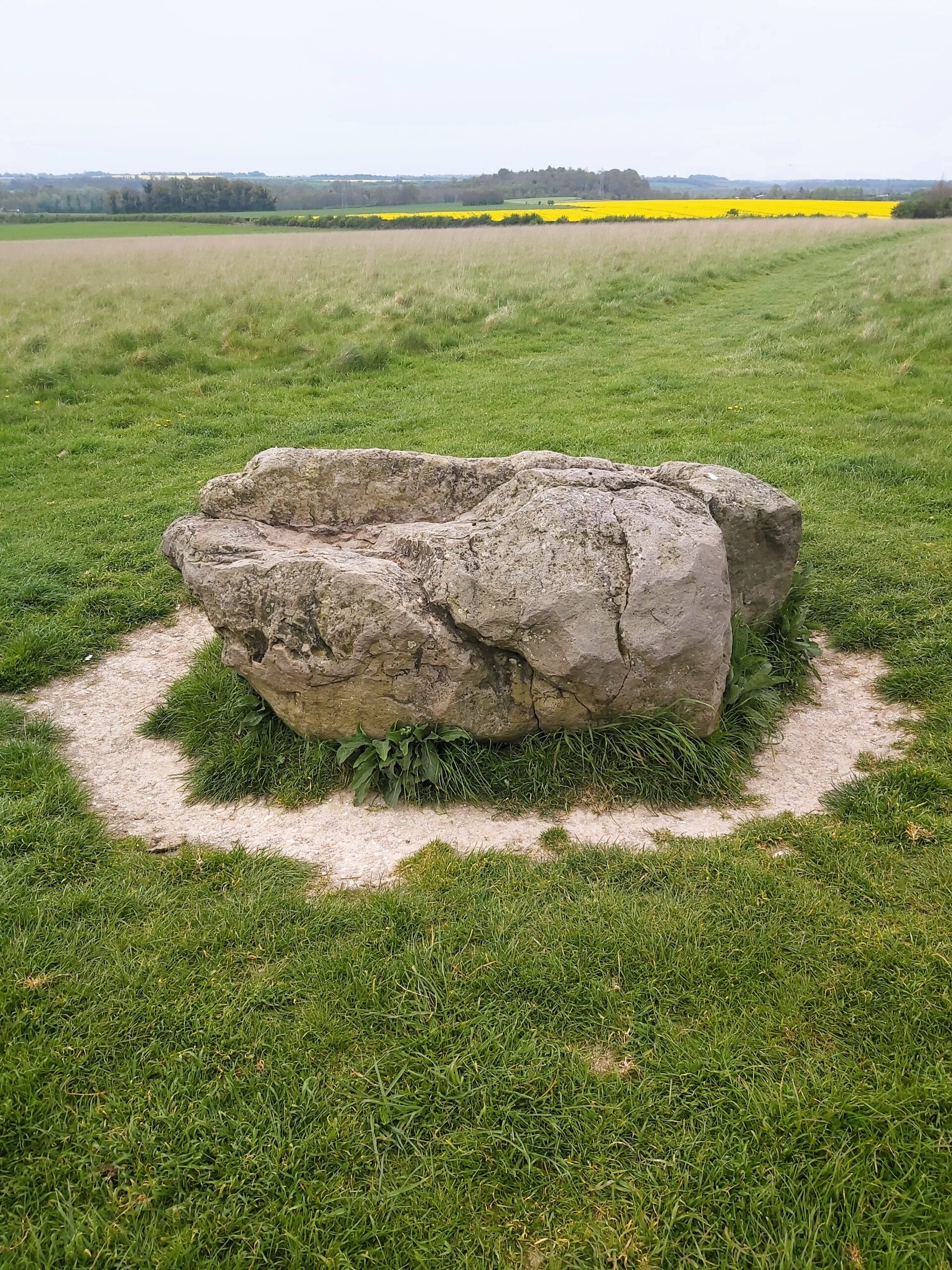 The Cuckoo Stone, a Neolithic or Bronze Age standing stone in a field near Woodhenge, England