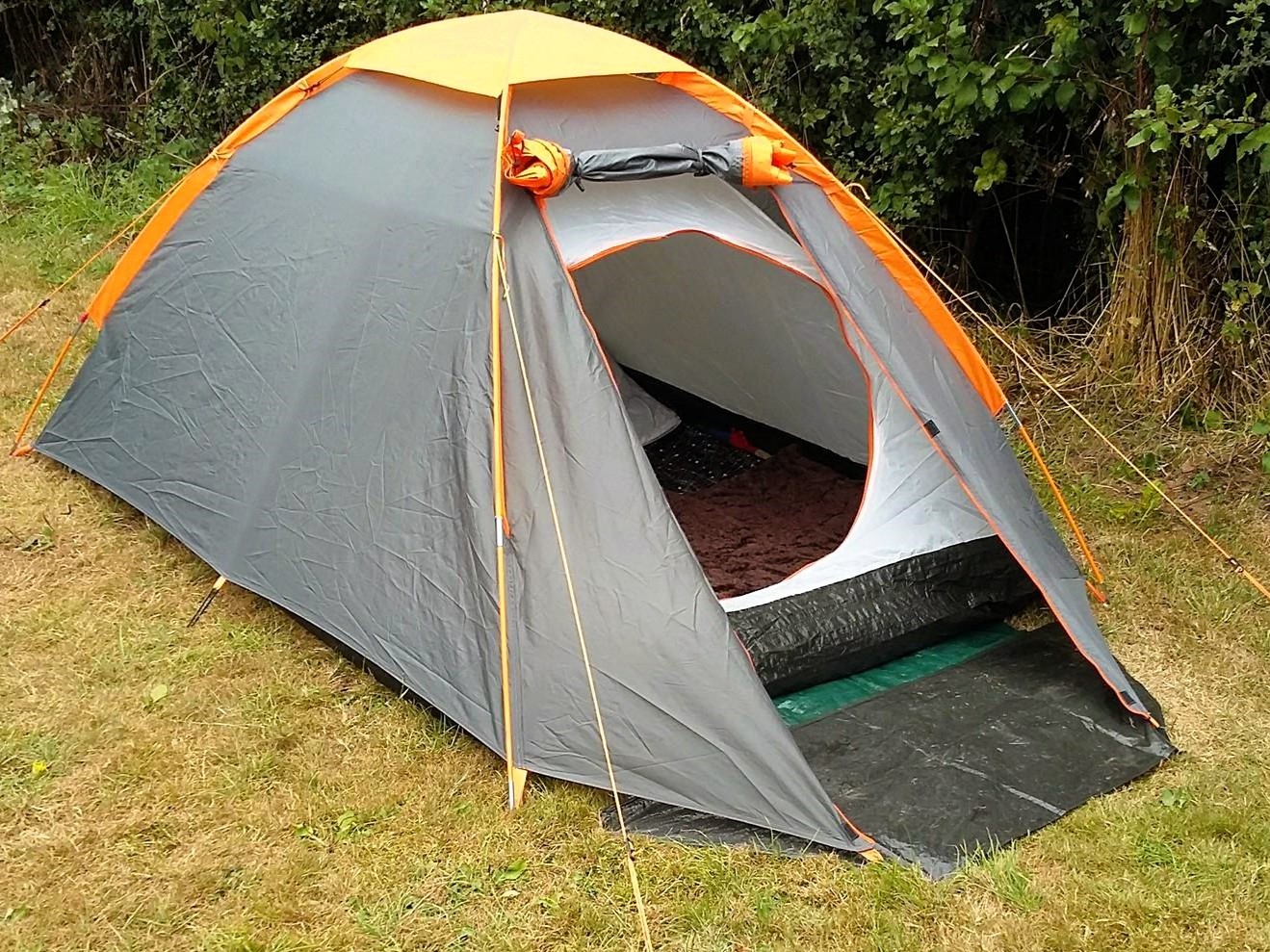 A small pitched tent