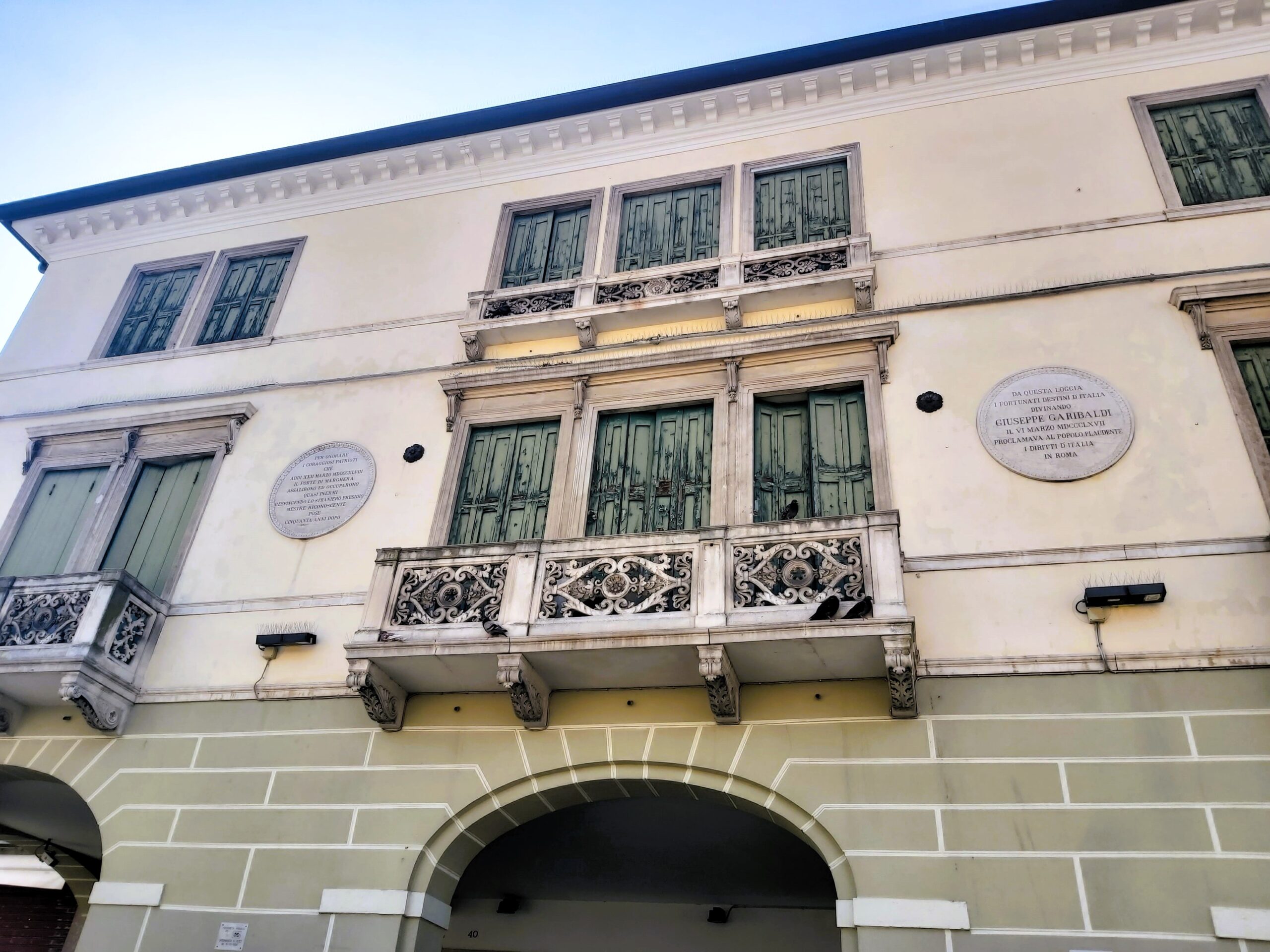 Giuseppe Garibaldi plaque on old building in Mestre, Italy
