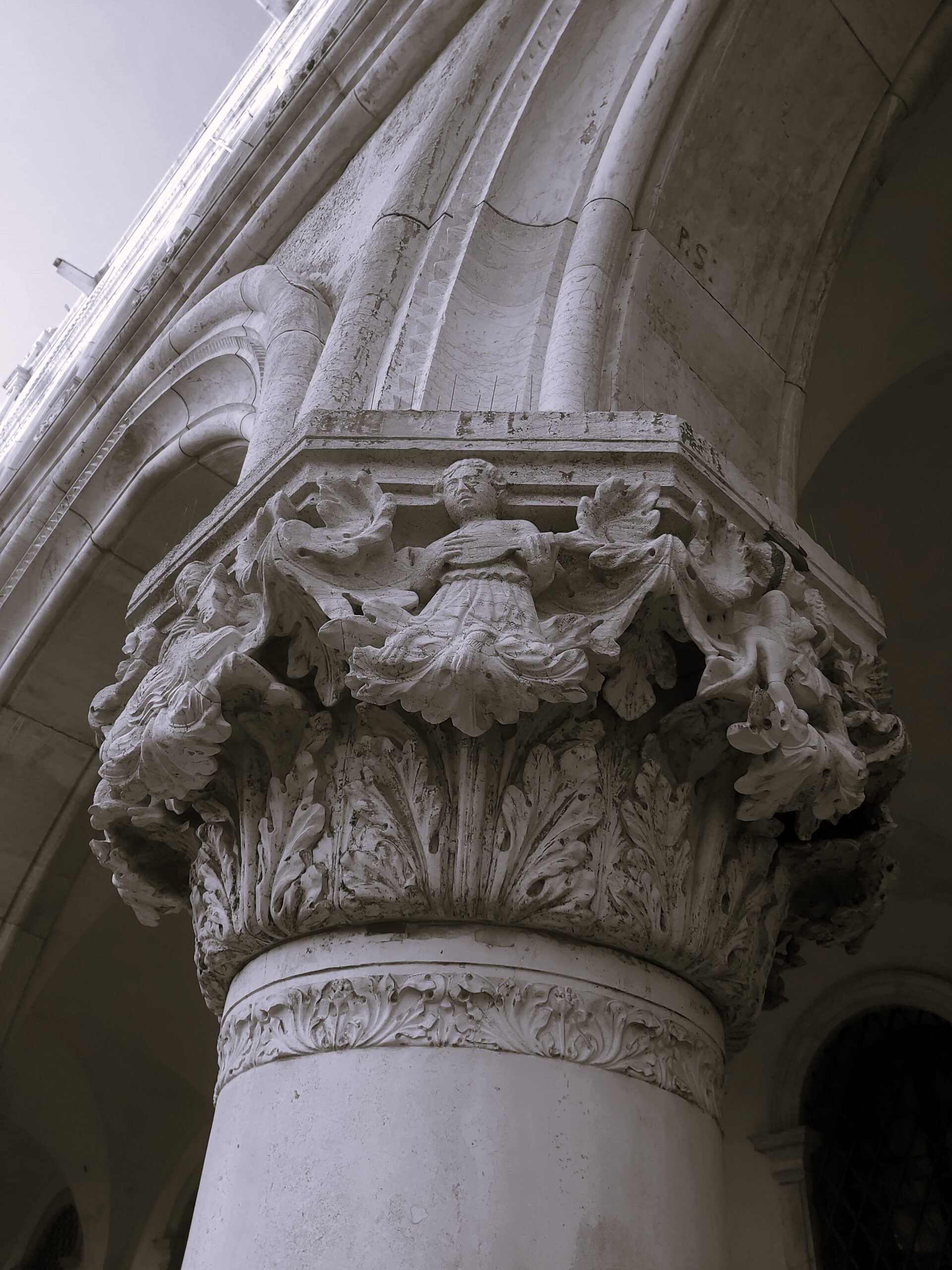 A decorative column in Venice, Italy