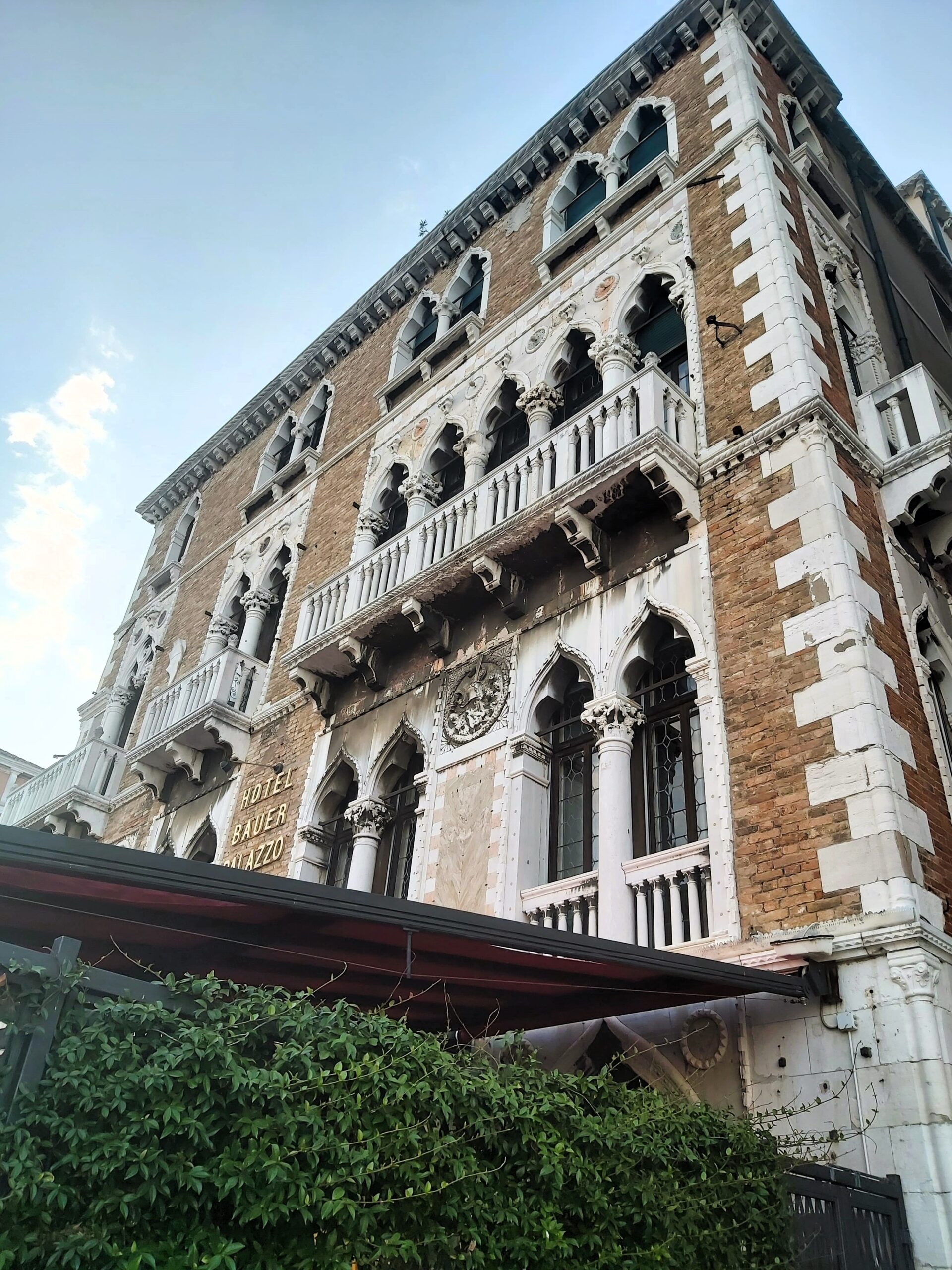 A pretty facade of a building in Venice, Italy, showing Arab influence