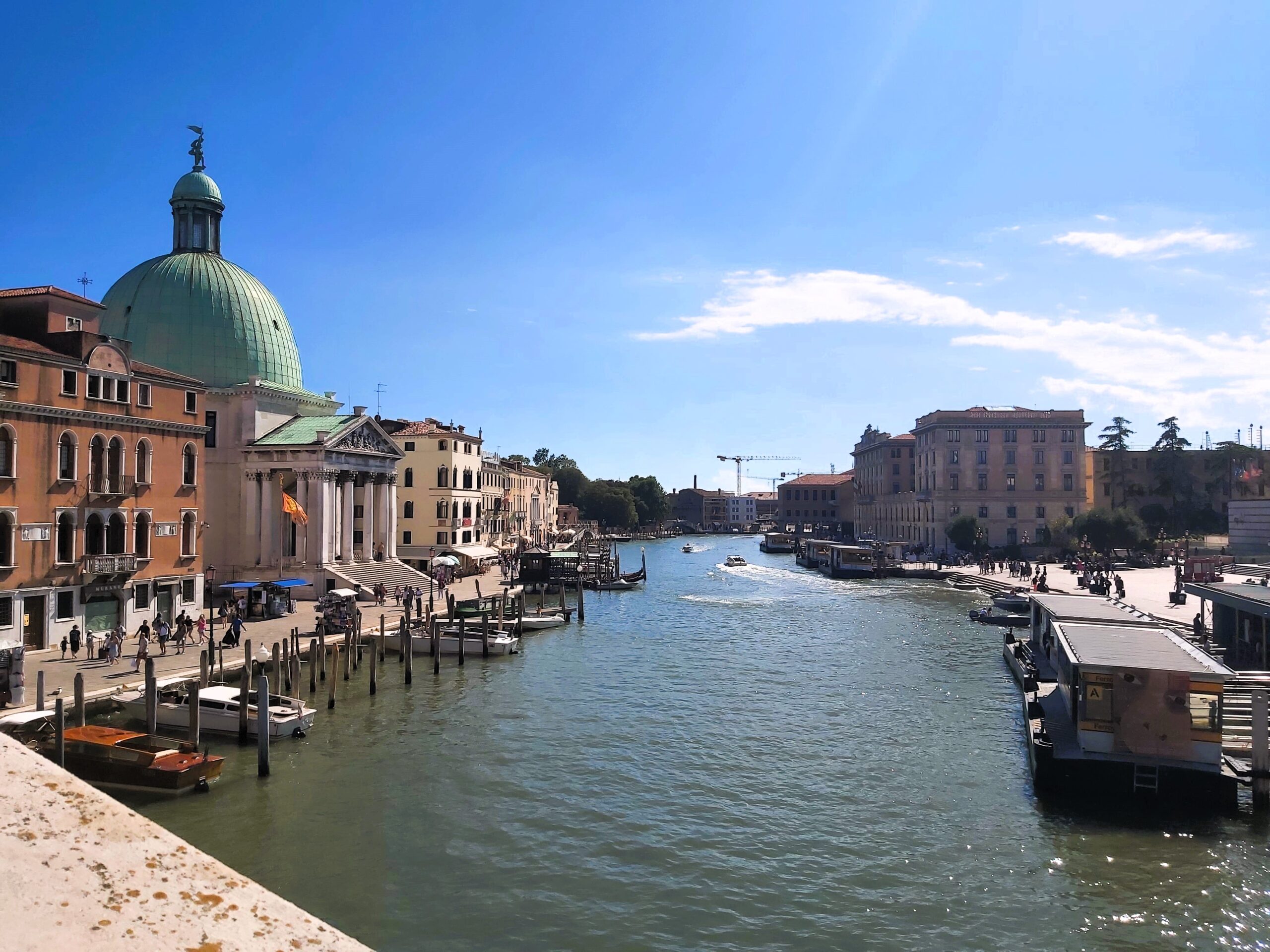 A view of Santa María della Salute and its columns in Venice, Italy