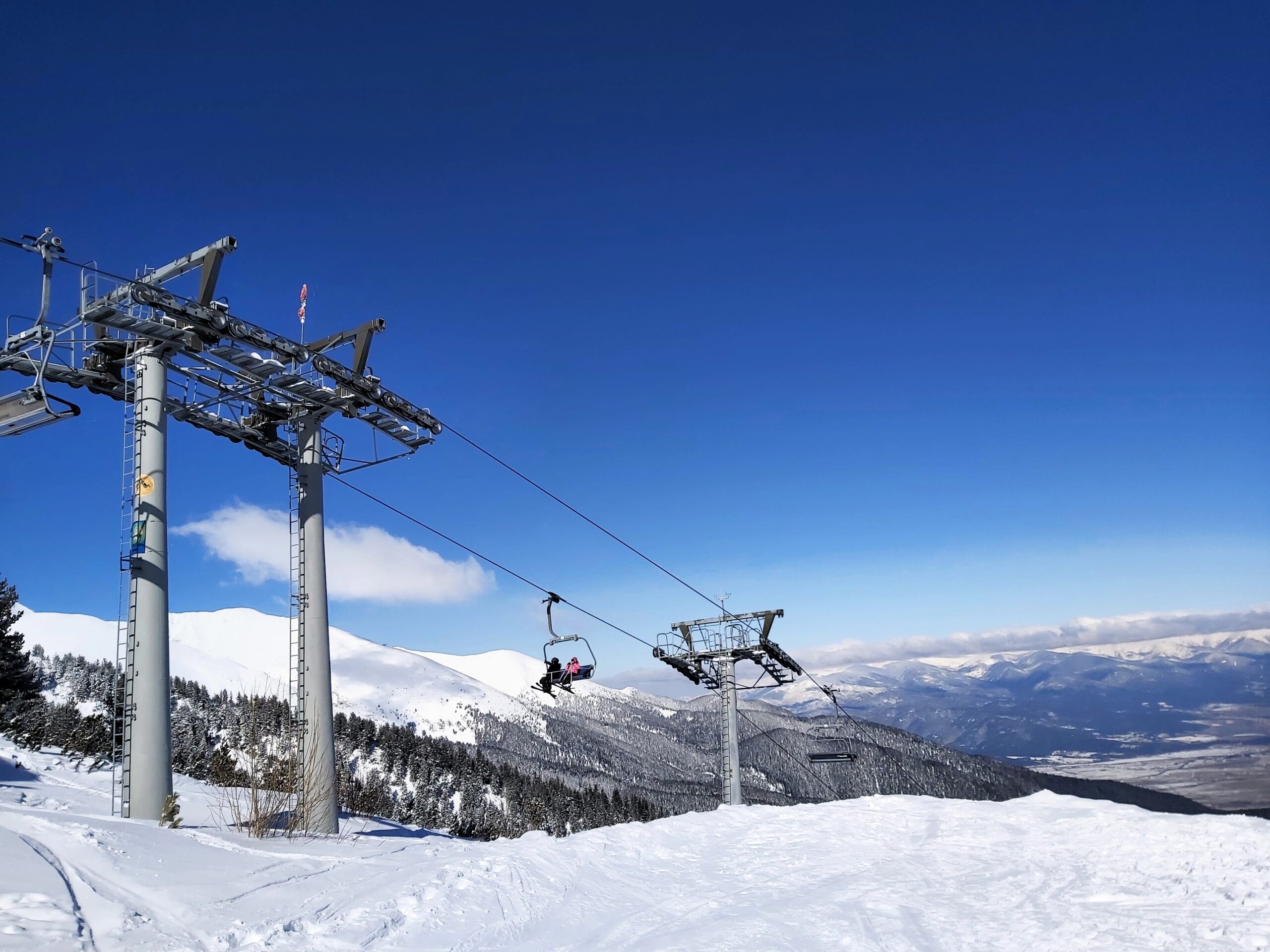 a chairlift at the top of the mountain in Bansko, Bulgaria