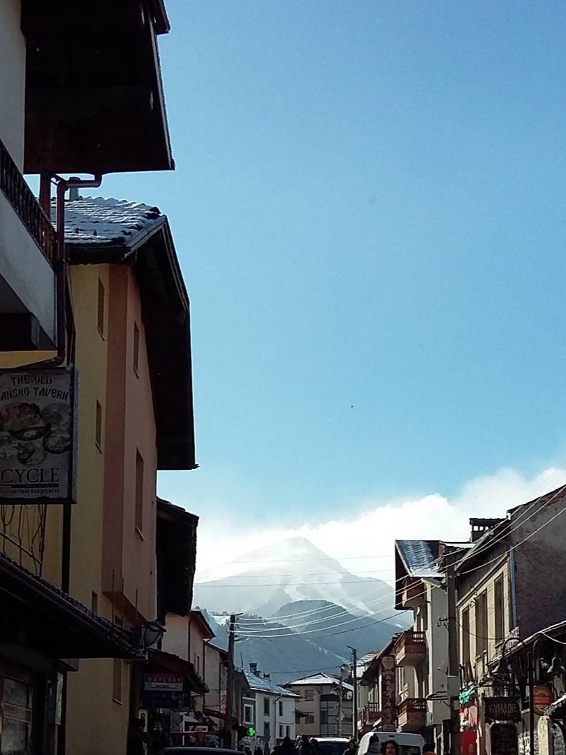 A mountain view from the town in Bansko, Bulgaria