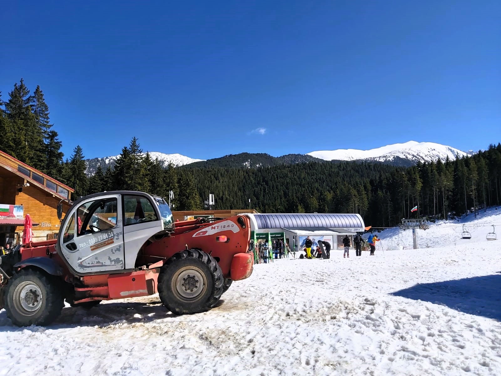 A snow truck on the mountain in Bansko, Bulgaria