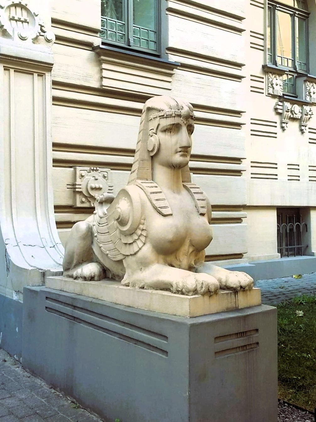 A sphinx decoration in Riga, Latvia.