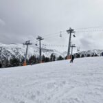 A grey day on a snow covered ski slope, Bansko, Bulgaria